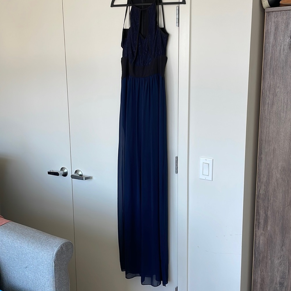 Dark blue and black long dress with fitted top